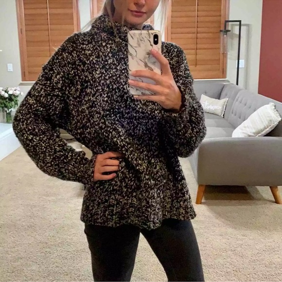 Zara Black/White Marled Chunky Sweater   Size Small - Picture 3 of 12